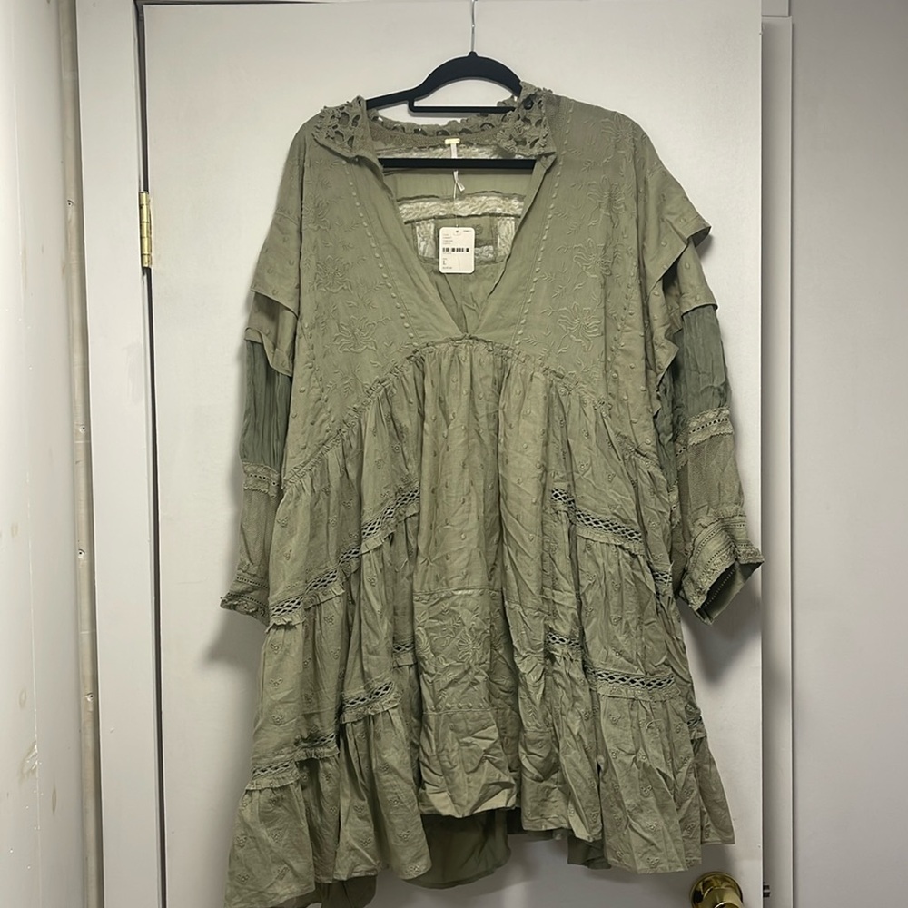 Free people large mini dress. Green.